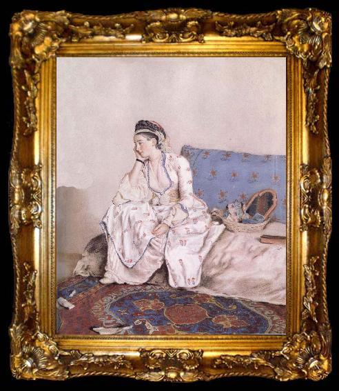 framed  Jean-Etienne Liotard Portrait of Mary Gunning Countess of Coventry, ta009-2